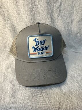 Blue Q Gray 'Dog Walkin' Hat' Trucker Cap with Blue Patch
